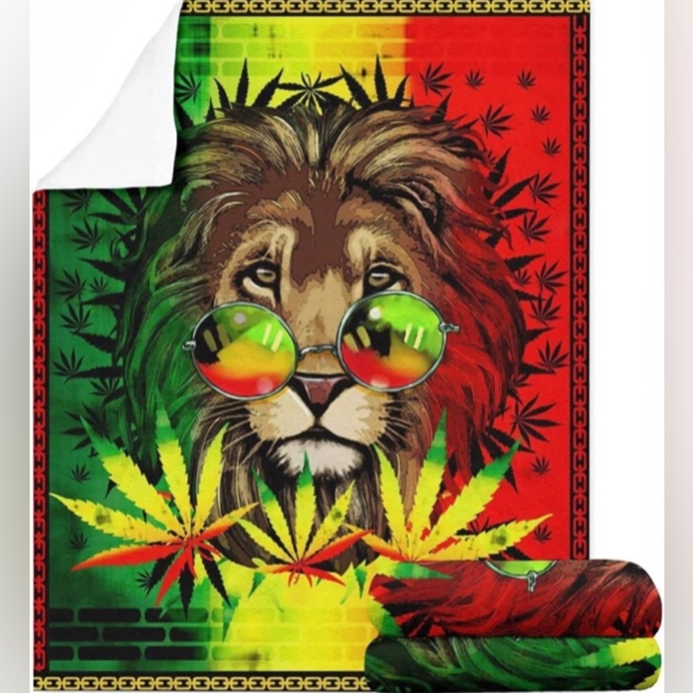 Rastafarian Lion Throw Blanket